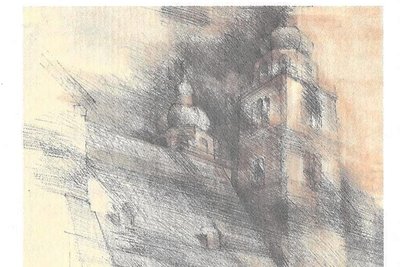 Vom Plauener Diplom-Formgestalter Klaus Helbig stammt diese Zeichnung der Johanniskirche, die die Eintrittskarten zum Orgelkonzert am 29. Dezember schmückt.