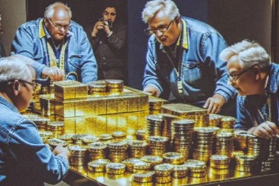 Das Goldschatzerbe der AfD war Thema bei Parteitagen. Konkret: Die Inventur. Das dazu gezeigte Bild musste AfD-Rechnungsprüfer Eberhard Brett als unauthentisch KI-generiert offenbaren, als die Frage aufkam, wer der Mann mit den sechs Fingern hinterm Tisch sei.