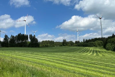 Windräder, wie hier zwischen Gattendorf und Trogenau, könnte es auch auch Waldflächen auf Triebeler Gemeindegebiet geben.