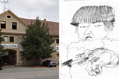 Zu dieser Zeichnung (rechts) hat sich Peter Schönhoff inspirieren lassen, als er vom Beginn der Sanierung am Waldenburger Marstall erfuhr.
