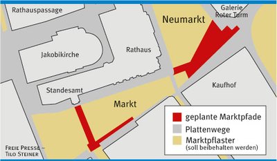 Zwischen Lukretia-Portal am Alten Rathaus und vor dem Eiscafé wird das Pflaster ausgetauscht.