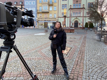 Zurück in ihrer Hochschulstadt: Am Freitagnachmittag war Pauline Rosa Maier zum Dreh in Mittweida.