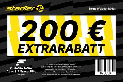 Jetzt 200 Euro Extrarabatt sichern für das Focus Atlas 8.7 Gravel Bike 28" grau 