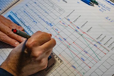 Der Zugleiterjob im Bahnhof Mulda ist echte Handarbeit. Jeder Schritt wird noch auf Papier erfasst.