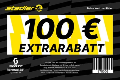 Jetzt 100 Euro Extrarabatt sichern für das Scott Speedster 20 Rennrad 28" grün