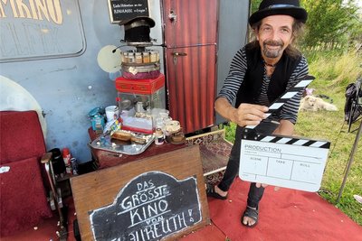Christian „Funkefitz“ bietet für sein Minikino 40 Sorten Popcorn an.
