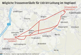110-kV-Stromleitung: Fünf Varianten werden geprüft -