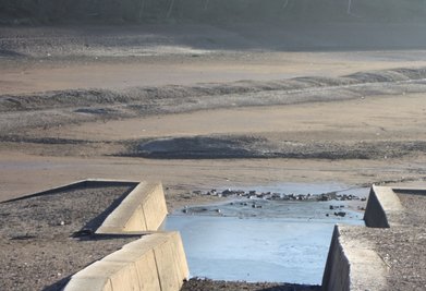 Der Vorstau der Koberbach wurde komplett abgelassen, und der Wasserspiegel der Hauptsperre ist um fünf Meter niedriger als normal. Laut Landestalsperrenverwaltung ist eine Entleerung oder auch nur Teilentleerung immer ein heftiger Eingriff in das Ökosystem eines Gewässers.