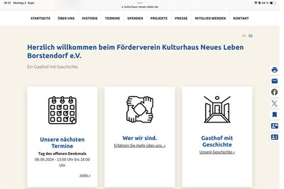 Der Förderverein „Neues Leben“ ist inzwischen mit einer eigenen Homepage und auf Facebook präsent.