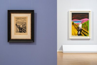 Der „Schrei“ von Munch vorn und Andy Warhols „Schrei“ rechts dahinter.