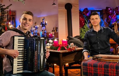 In seiner erste Sendung begrüßt Florian Stölzel (r.) mit Julien Rauen einen jungen Drebacher, der als 's Berschl Musik macht. 