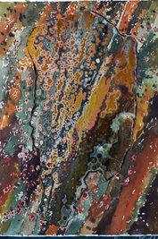 Die Collage Ozeanjaspis von Dr. Kuno Stöckli vereint Naturwissenschaft und Kunst.
