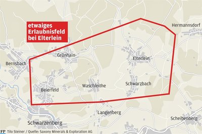 So ungefähr lag das ursprüngliche Erlaubnisfeld „Elterlein“ der SME. Laut Klaus Grund sei es identisch mit dem jetzt beantragten Erlaubnisfeld „Elterlein 2“.