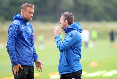 CFC-Cheftrainer David Bergner und Geschäftsführer Thomas Sobotzik.