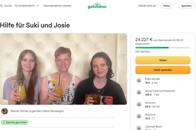Yvonnes Freundin hat im Internet zum Spenden aufgerufen. Innerhalb kürzester Zeit sind über 20.000 Euro zusammen gekommen. Im Foto sind Kristin und ihre Töchter Suki (li.) und Josie zu sehen.