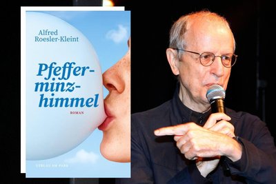 Alfred Roesler-Kleint mit seinem Roman „Pfefferminzhimmel“.