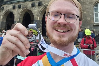 Lukas Fischer nach dem Sparkassen-Marathon in Chemnitz.