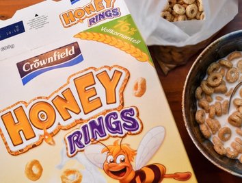 Das erste Eigenprodukt von Lidl mit reduziertem Zuckergehalt: Frühstücksflocken der Sorte "Honey Rings".