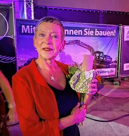Birgit Meyer bei ihrer Verabschiedung Ende Juli im Freiberger Schlosshof. 