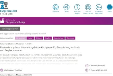 "Gefällt mir": Die Freiberger können online über Vorschläge abstimmen.