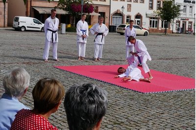 Mitglieder des Rochlitzer Sportvereins Karate-Do haben sich am Sicherheitstag mit einer Vorführung ihrer Kampfkunst-Techniken beteiligt. 