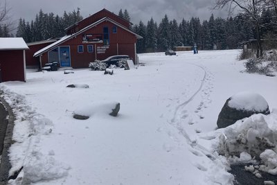 Während es in Plauen am 31. März regnete, schneite es in Mühlleithen kräftig.