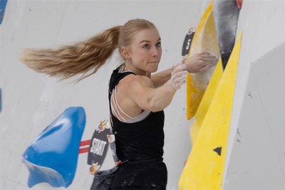 Das Chemnitzer Kletter-Ass Lucia Dörffel bei der Olympia-Qualifikation in Budapest.