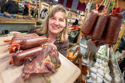 Beim Europäischen Bauernmarkt überzeugte Sindy Meißgeier mit Schinken, Wurst und Fleisch von Zicklein.
