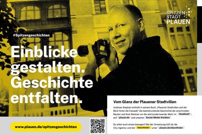 Andreas Stephan ist eines der ersten Testimonials der neuen Imagekampagne. Ende des Jahres soll sein Buch über die Industriegeschichte Plauens erscheinen.