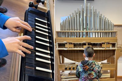 Kinder der Grundschule Flöha hatten viel Freude an Orgel-Klangexperimenten im Silbermann-Haus Freiberg.