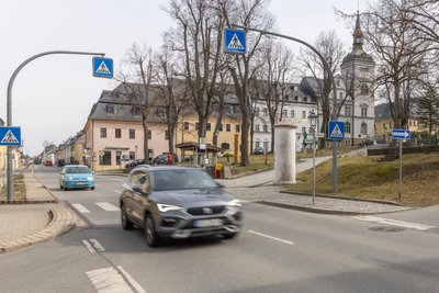 Auf der B 101 in Scheibenberg kommt es in den nächsten Monaten zu Bauarbeiten.
