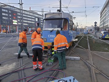 An der Zentralhaltestelle stießen zwei Straßenbahnen zusammen.