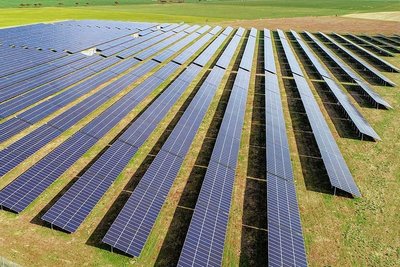 Wie bei diesem Solarpark soll auch in Zschopau der Pflanzenbewuchs unter den Modulen erhalten bleiben.