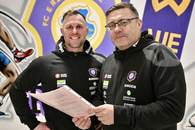 Freuen sich auf Liga 1: Chefcoach Björn Schöniger (l.) und Abteilungsleiter Uwe Günther.