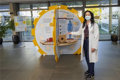 Wie sieht ein HP-Virus aus? Wie kommt er in den Körper? Wie entsteht Krebs? Ein Modell hilft bei der Beantwortung der Fragen. "Es zeigt, wie wichtig die HPV-Impfung ist", sagt Pauline Wimberger, Direktorin der Uni-Frauenklinik Dresden. Bis Ende des Monats ist das Modell zu sehen. 