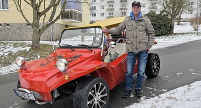 Jan Männel besitzt einen der limitierten Bud-Spencer-Buggys. 