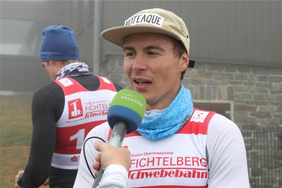 Ruben Kretzschmar hatte bereits kurz nach dem Zieleinlauf wieder genug Puste für Interviews