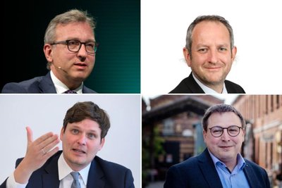 Wollen alle mehr politische Bildung an Sachsens Schulen (v.l.o.n.r.u.): Roland Löffler, Chef der Landeszentrale, BSW-Bildungspolitiker Lars Wurzler, SPD-Bildungspolitiker Gerald Eisenblätter und Kultusminister Conrad Clemens (CDU).