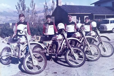 Udo Grellmann, Jens Grüner, Andreas Cyffka und Mike Heydenreich (v. l.) wurden 1985 in La Molina erste Junioren-Weltmeister in der Geschichte der Six Days.