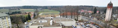 Blick vom Elfgeschosser an der Karl-Kegel-Straße über die Dächer von Freiberg