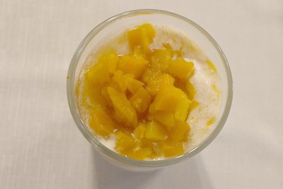 Kürbis-Buttermilch-Kompott - der dritte Gang des Menüs.
