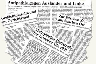 1995 am Stausee Oberwald: 20 Skins prügeln jungen Vater zu Tode - Die „Freie Presse“ berichtete 1996 mehrfach über den Prozess gegen die 20 angeklagten Neonazis.
