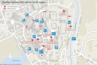 20. Zwickauer Stadtfest: Das müssen Besucher wissen - Bühnen, WCs und Parkplätze zum Zwickauer Stadtfest Zwickau 2023.