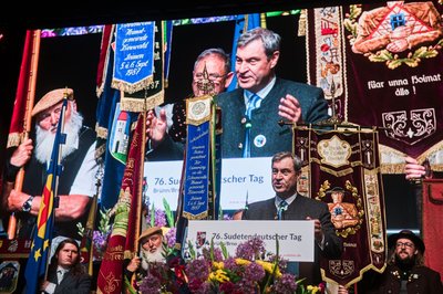 Der bayerische Ministerpräsident Markus Söder (CSU) sprach beim 76. Sudetendeutschen Tag in Brünn (Brno). 