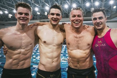 Die deutsche Goldstaffel in Birmingham (USA): v.li. Justus Mörstedt, Robert Golenia, Malte Striegler und Max Poschart. 