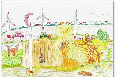 Das Siegerbild zum Windparkfest: Helena Keil aus der Klasse 4 der Grundschule Sitten zeichnete ihre Heimat.