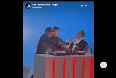 Sebastian Seidel, Rico Einenkel und Alex Christensen (v. l.) beim Videodreh. 