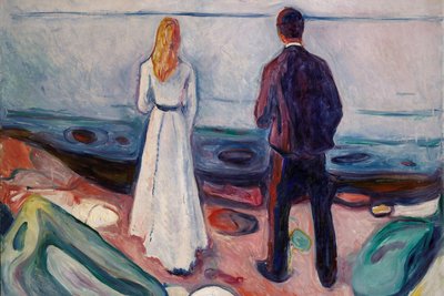 „Die Einsamen" beziehungsweise „Zwei Menschen" ist ein Gemälde von Edvard Munch, das schon einmal zu Chemnitz gehörte, von den Nazis aber verscherbelt wurde. Erstmals wird es in dieser Form 2025 in Chemnitz wieder zu sehen sein.