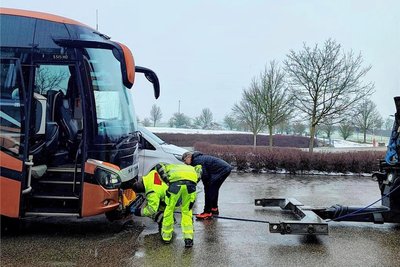 Kaputter Bus in Crailsheim. 