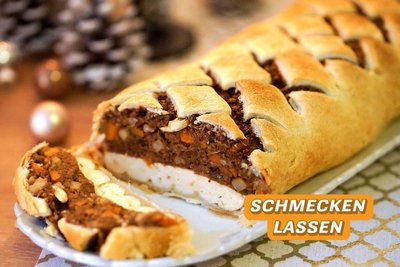 Gelingt sicher und ist sicher lecker: Veganer Weihnachtsbraten mit Räuchertofu.